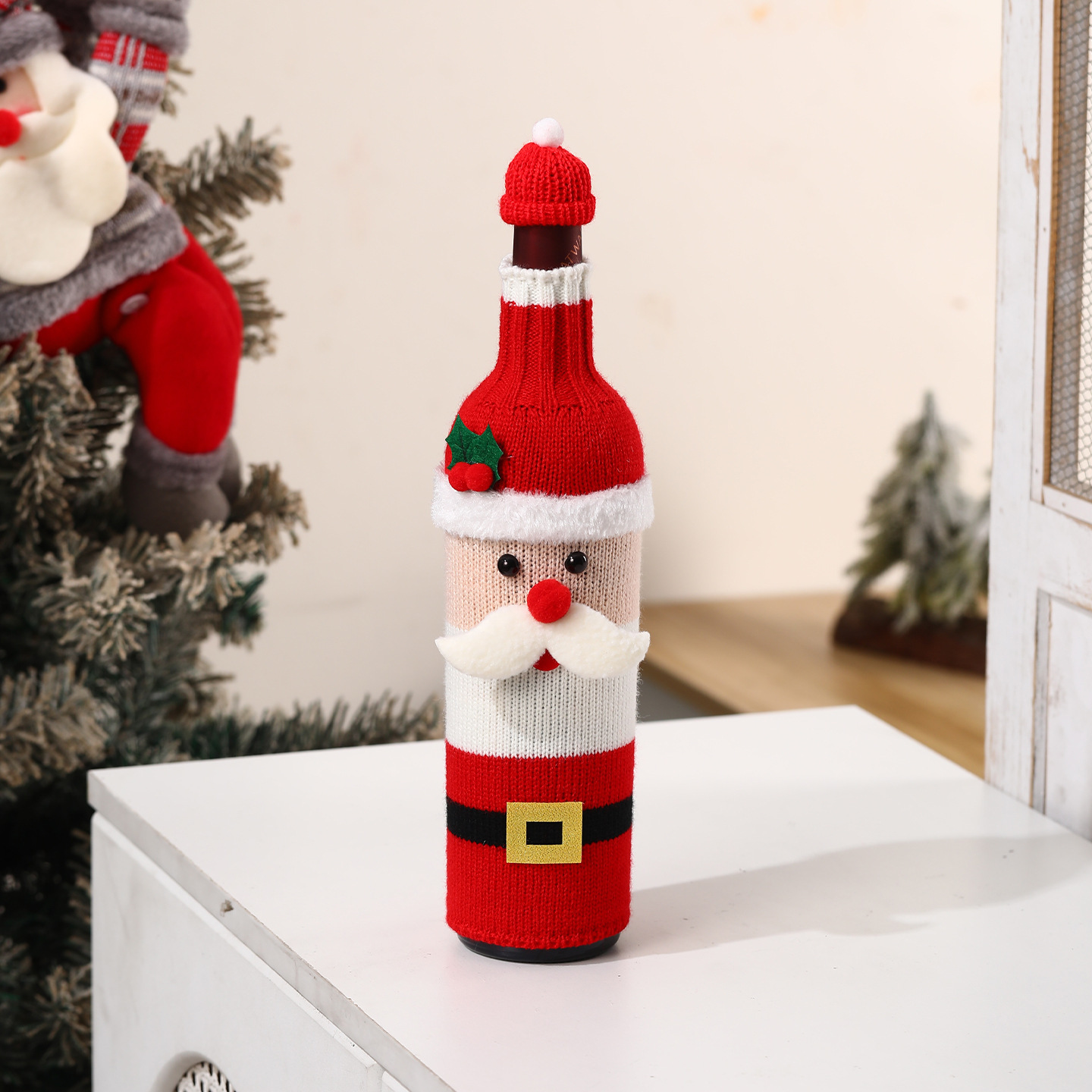 Santa Wine Bottle Cover - Festive Christmas Gift for Hosts Parties & Holiday Table Decor