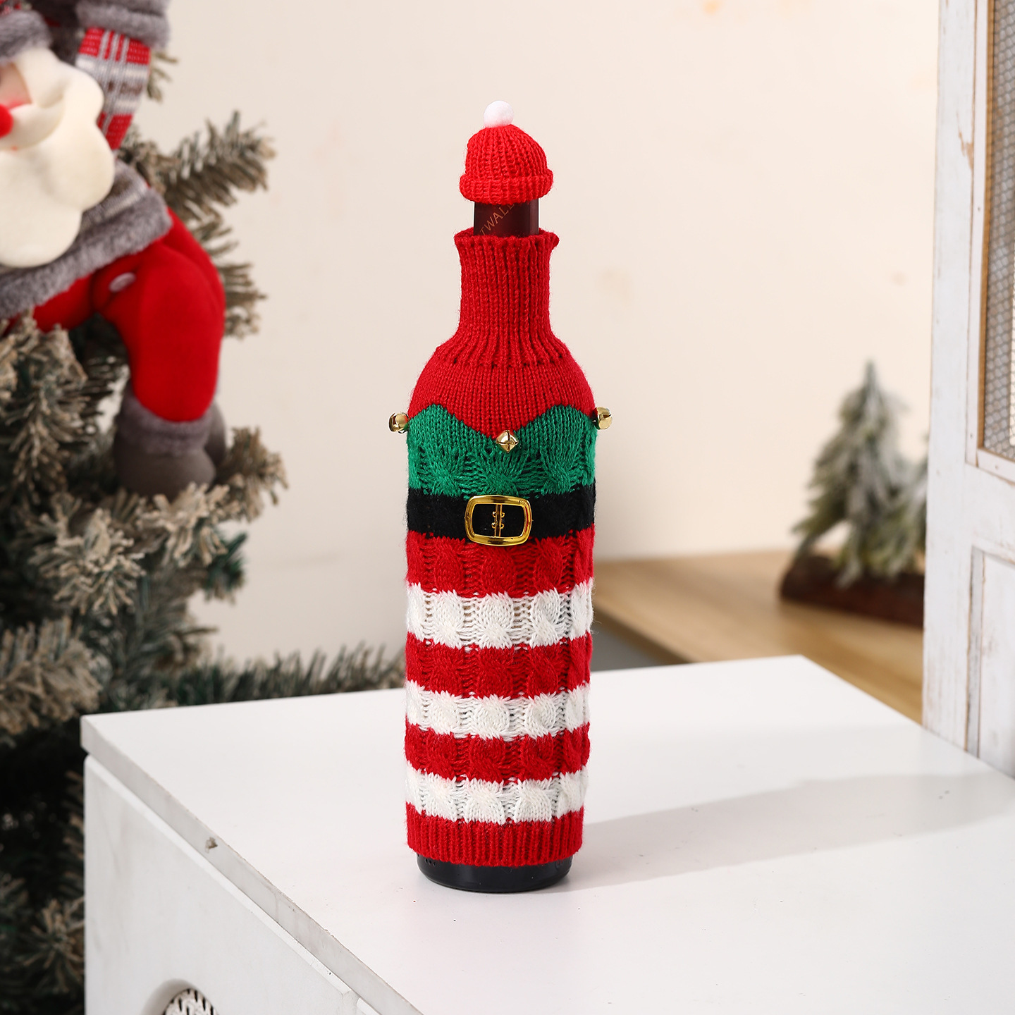 Santa Wine Bottle Cover - Festive Christmas Gift for Hosts Parties & Holiday Table Decor