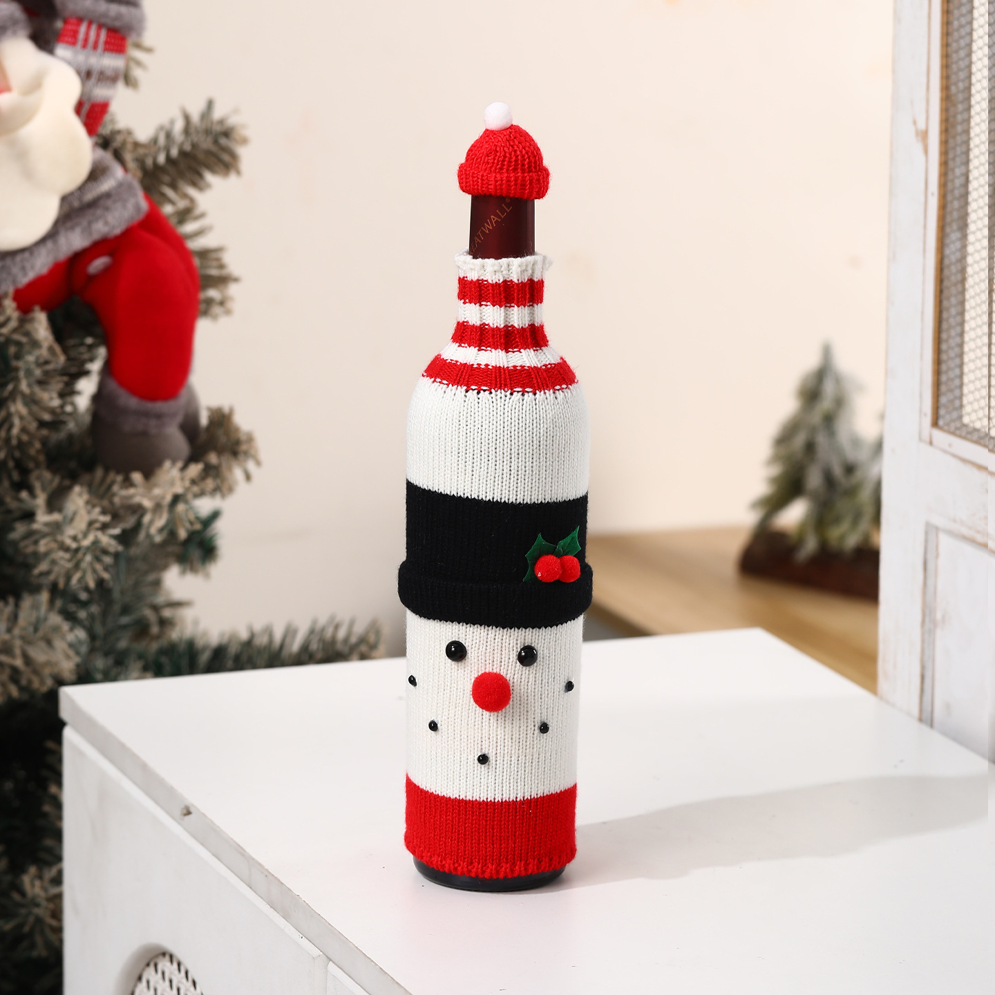 Santa Wine Bottle Cover - Festive Christmas Gift for Hosts Parties & Holiday Table Decor