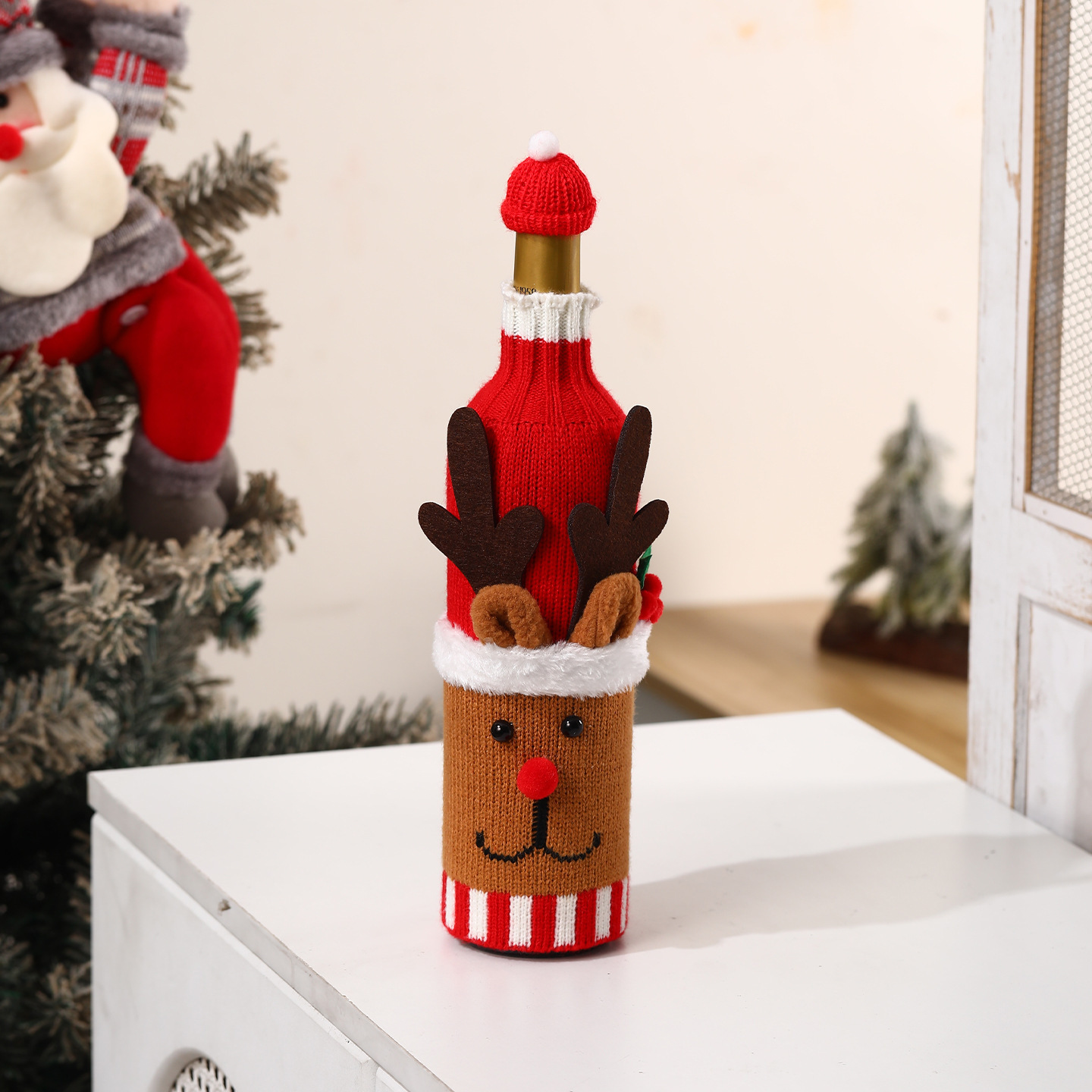 Santa Wine Bottle Cover - Festive Christmas Gift for Hosts Parties & Holiday Table Decor