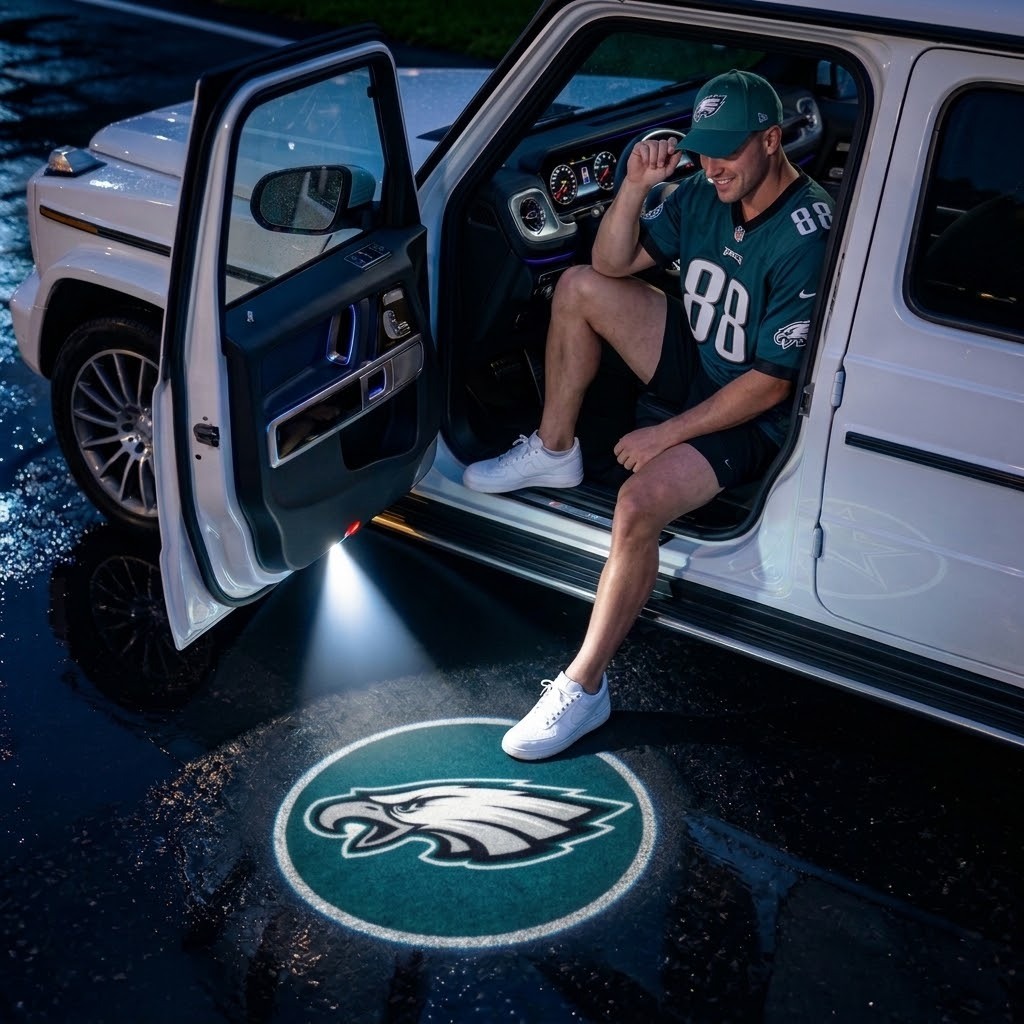 Football Team Car Door Projector Lights | Custom Logo LED Welcome Gift - 