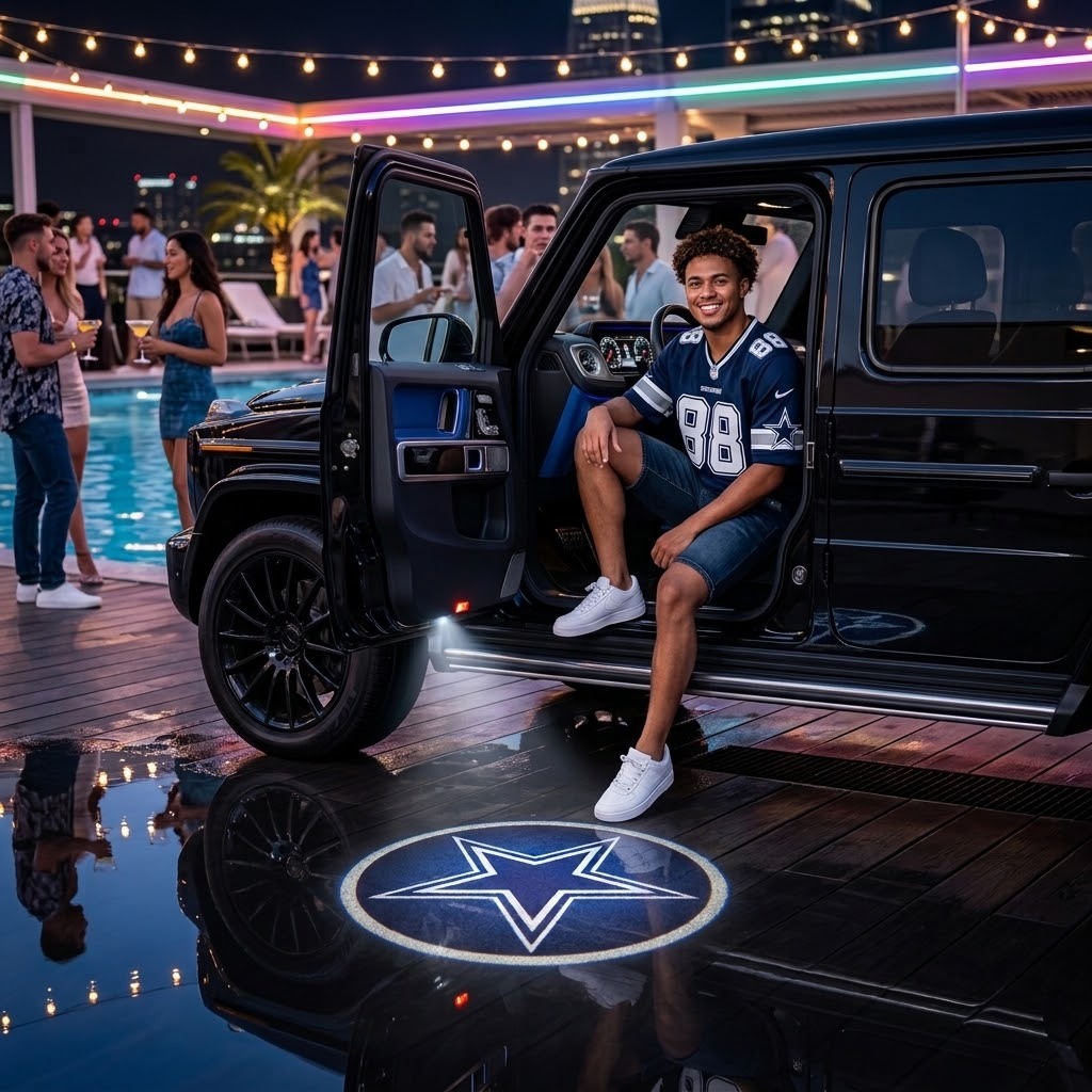 Football Team Car Door Projector Lights | Custom Logo LED Welcome Gift - 