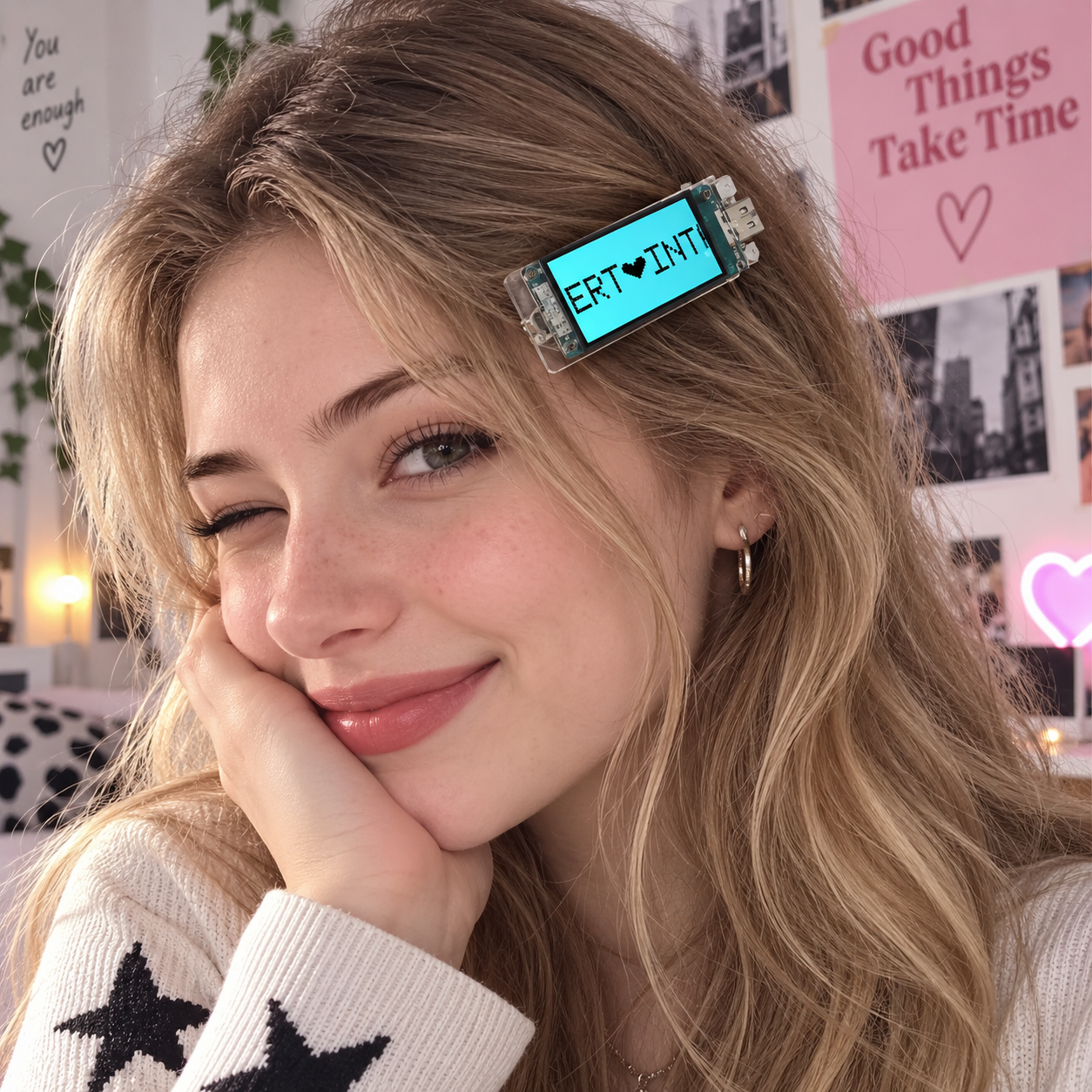 Smart Programmable LED Hair Clip – Customizable Digital Screen Hairpin with Personalized Text & Mood Emojis