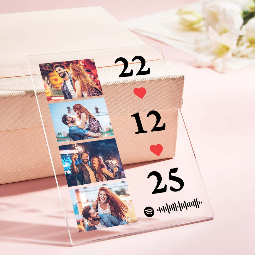 Scannable Music Photo Plaque Custom Spotify Keychain Personalized NightLight Gift For Her - Myphotowallet