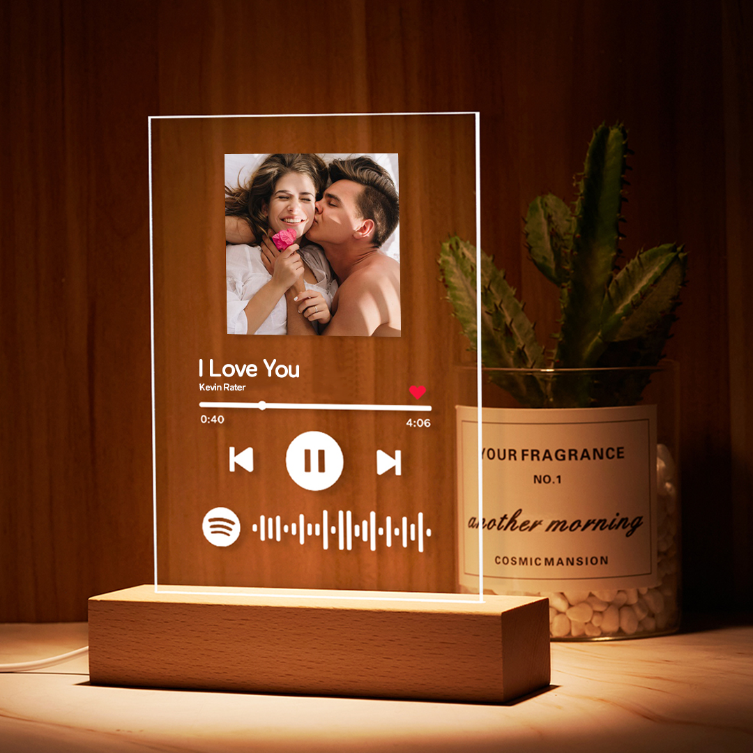 Custom Spotify Code Art Glass Music Night Light, Keychain, Plaque Gift For Him