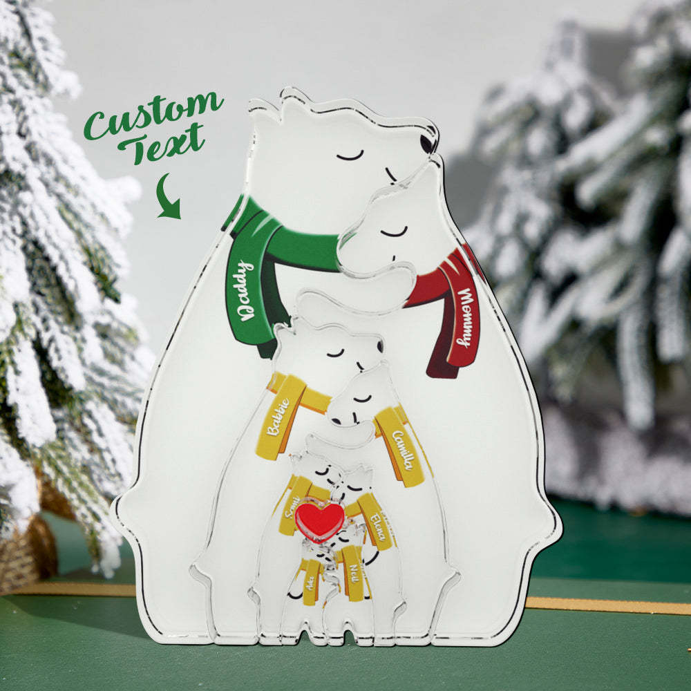 Custom Names Hugging Bear Family Acrylic Bear Family Puzzle Home Decor Christmas Gifts - NameNecklace - myphotowallet