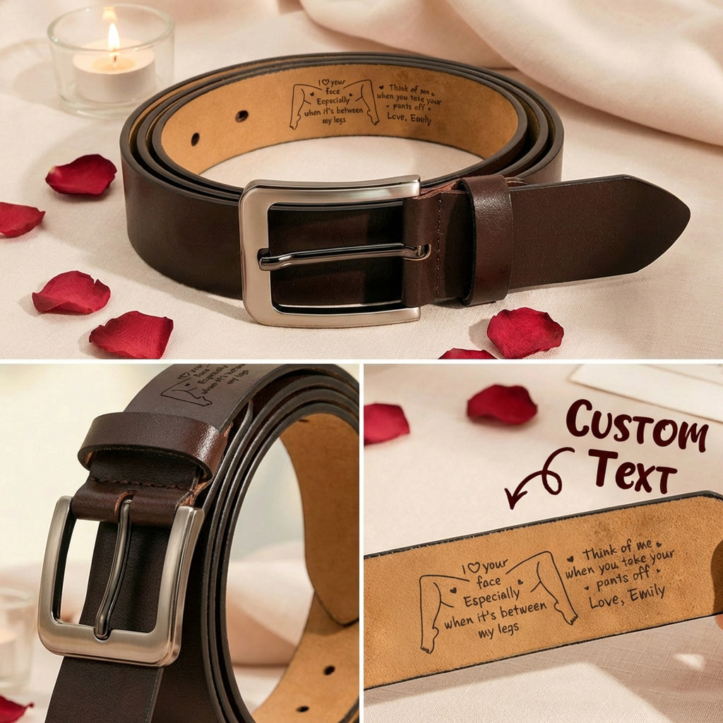 I Love Your Face Especially When It's Between My Legs - Personalized Engraved Leather Belt