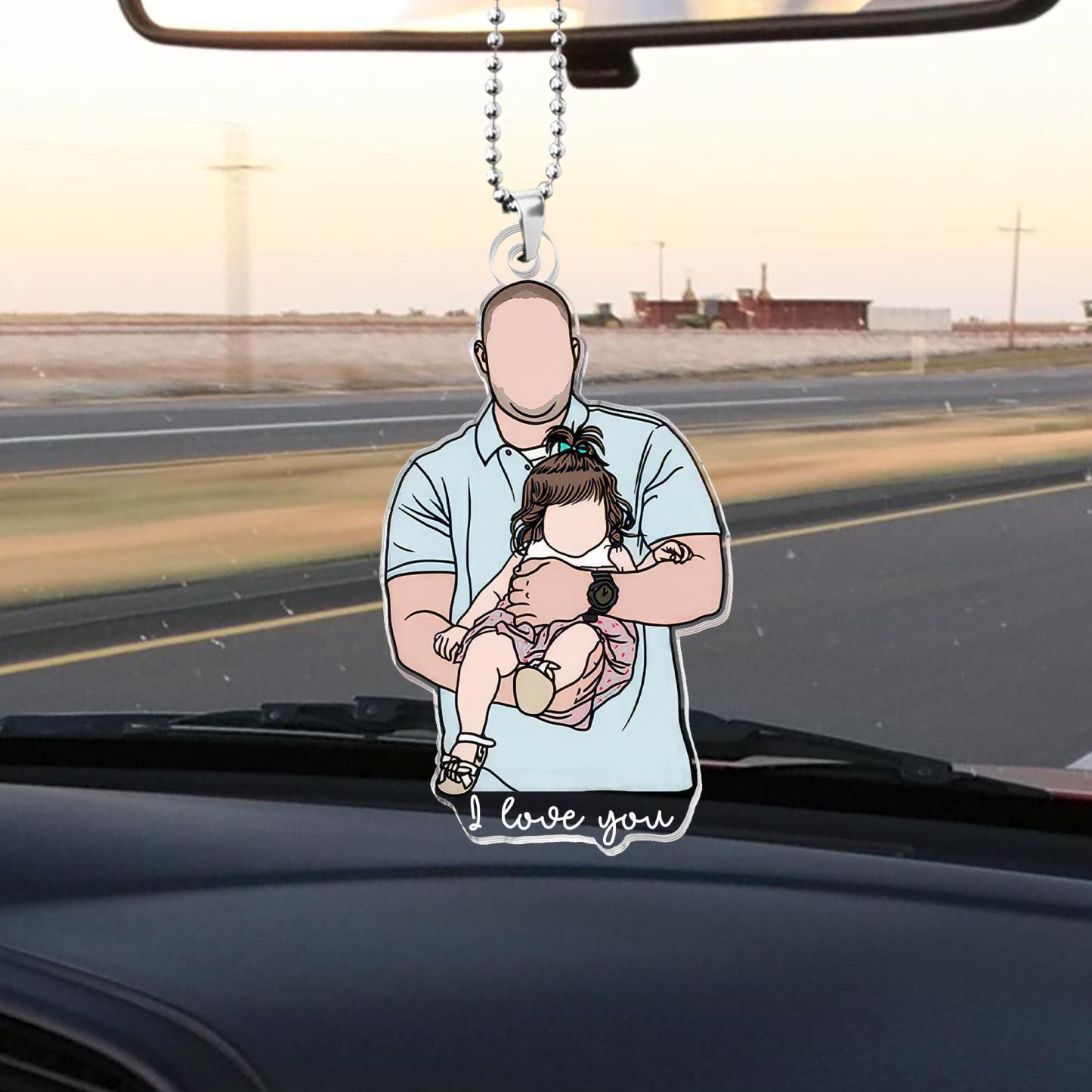 Personalized Dad Photo  Car Visor Clip Custom Portrait From Photo Faceless Portrait Car Visor Clip Husband New Dad Gift