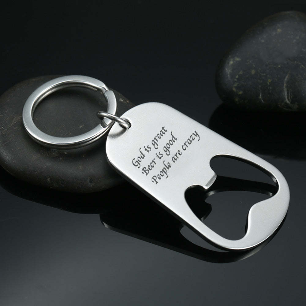 Custom Photo Engraved Keychain | Oktoberfest Beer Bottle Opener Gifts For Men