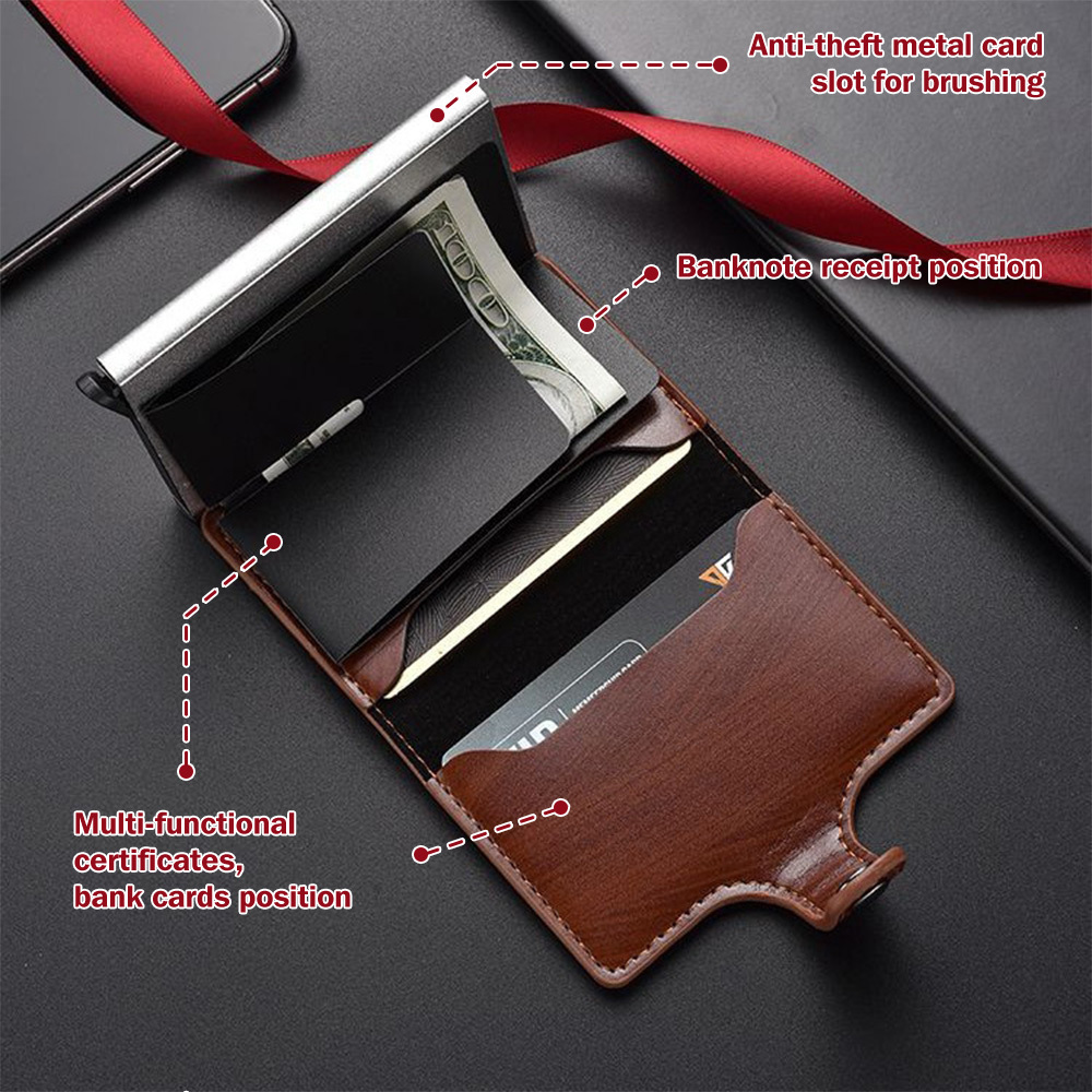 Men’s RFID Blocking Metal Card Wallet: Automatic Ejection, Aluminum Construction, Anti-Magnetic & Anti-Theft Design