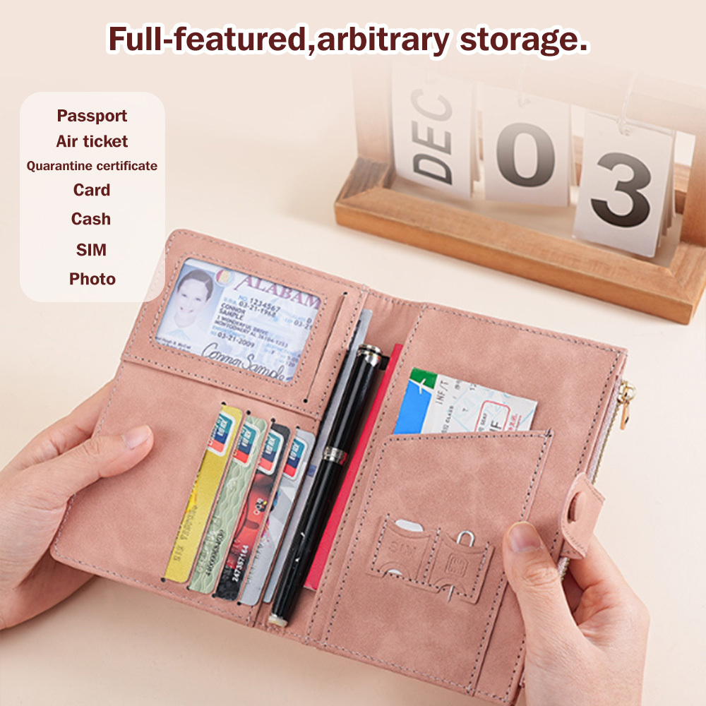 Genuine Soft Leather RFID Ultra-thin Multifunctional Passport Document Bag for Women - The Ultimate Ticket Holder & Organizer