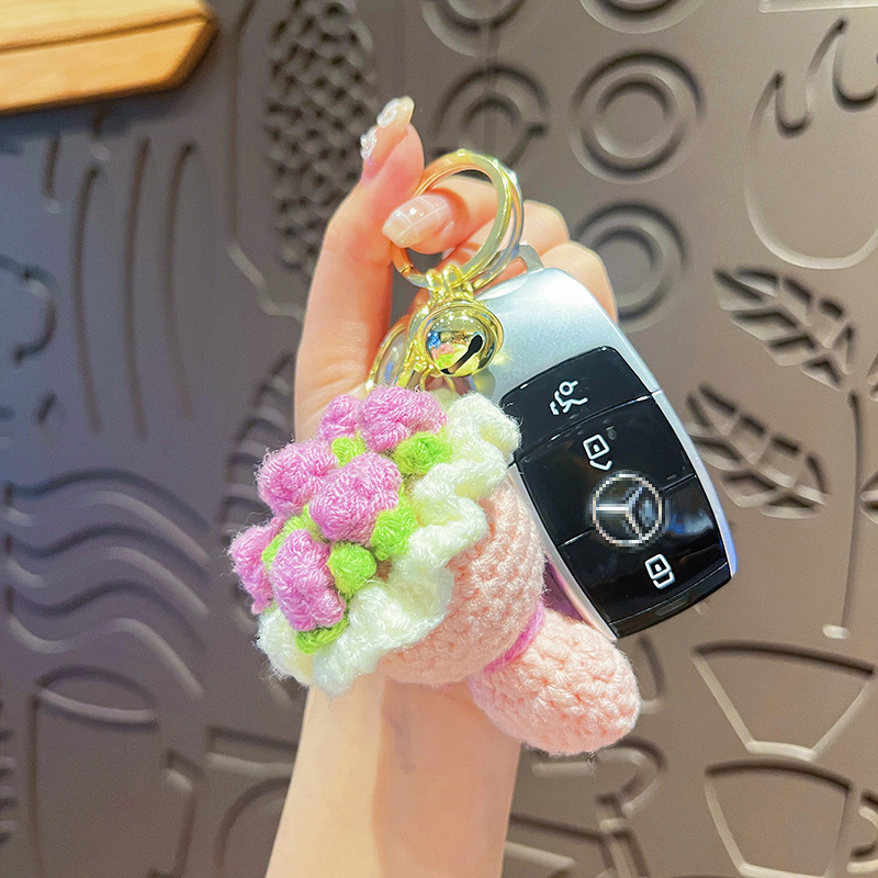 Premium Rose Crochet Phone Charm Keychain Wristlet Fashion Accessory