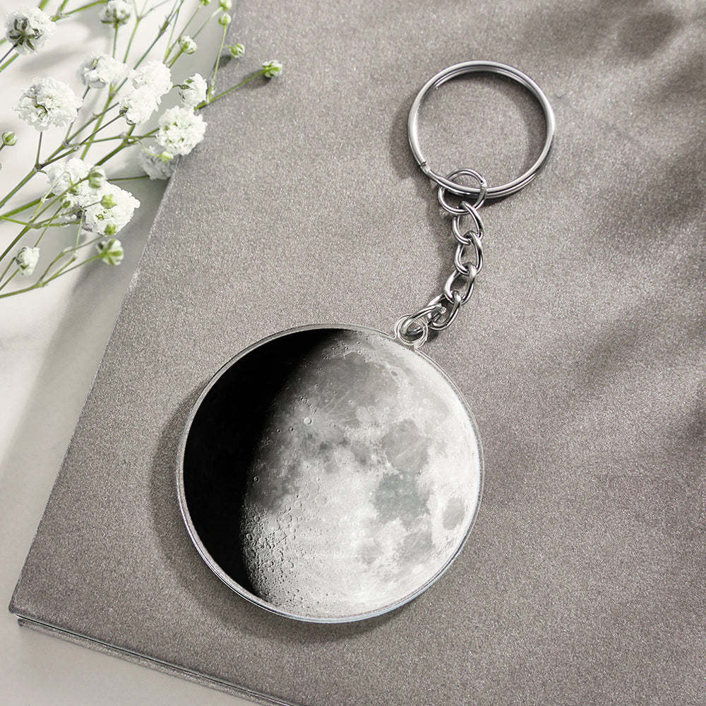 Custom Moon Phase Keychain Personalized Anniversary Gift for Him Birthday Gift for Man - Myphotowallet