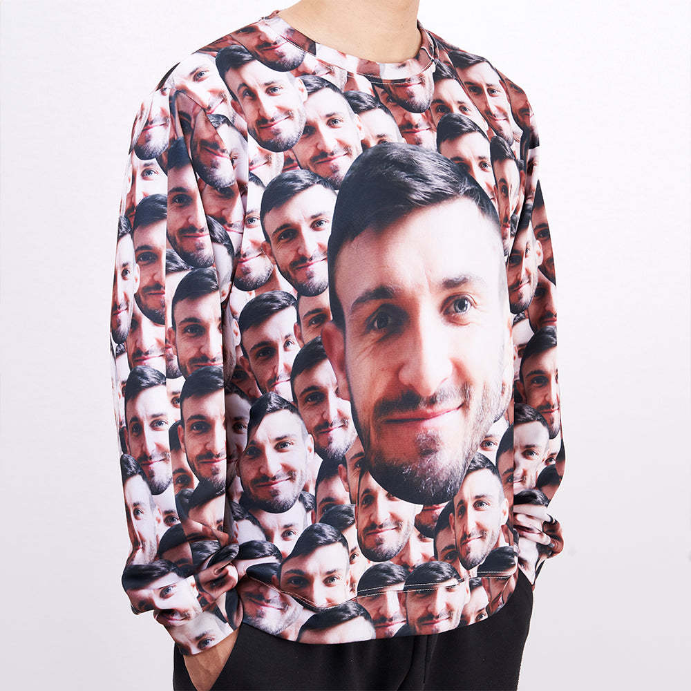 Christmas Gift Custom Face Sweatshirt Casual Printed Photo Crewneck Shirt - 