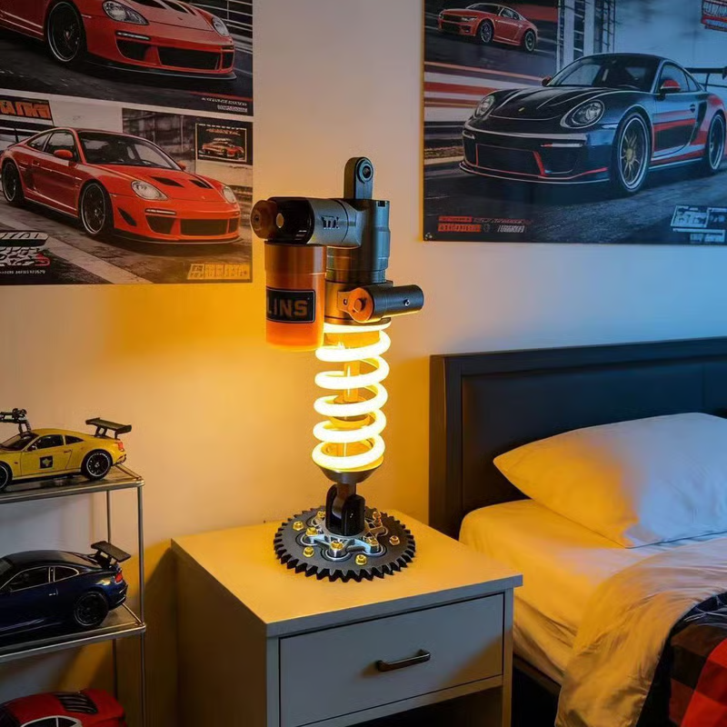 Suspension Shock Absorber Lamp, Mechanical Gear Base Ambient Light, Creative Desktop Decor Gift For Car Tuning Enthusiasts