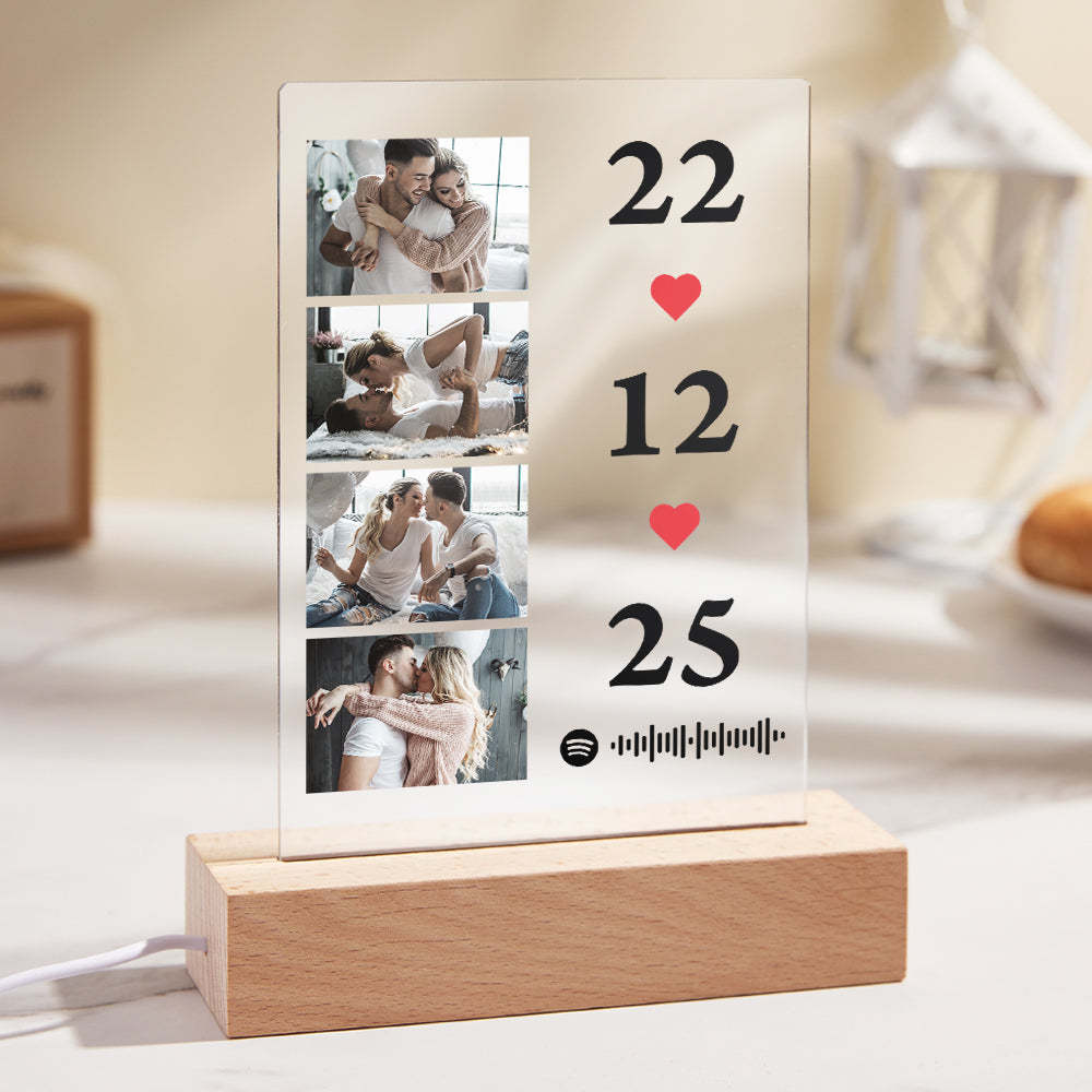 Scannable Music Photo Plaque Custom Spotify Keychain Personalized NightLight Gift For Her - Myphotowallet