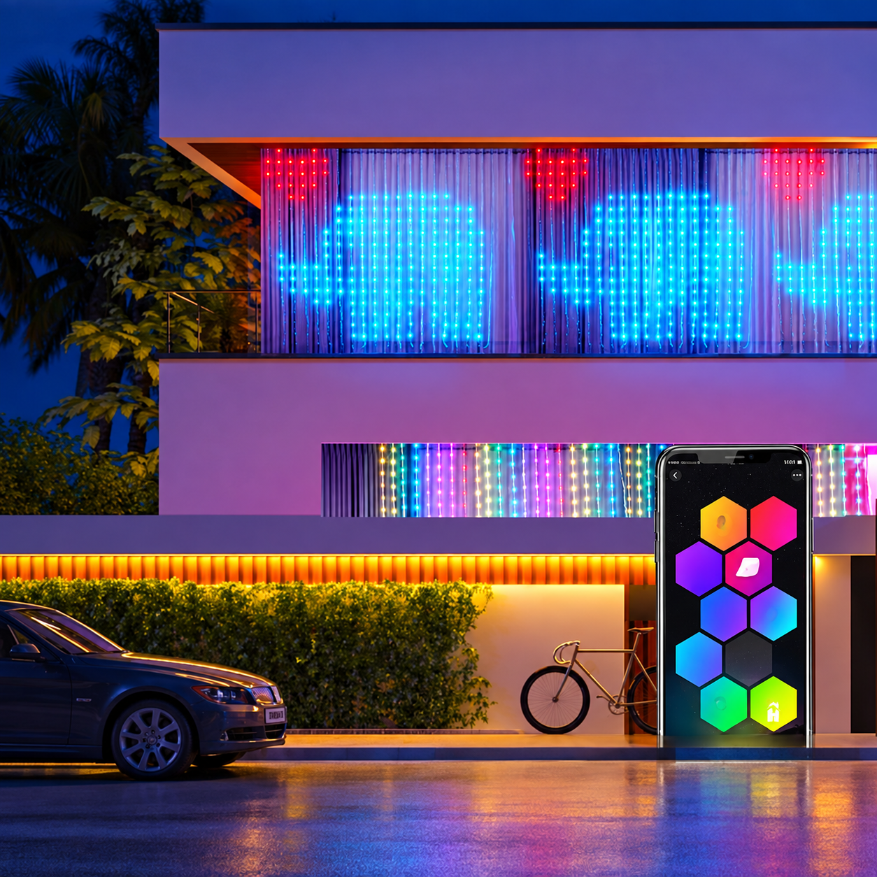 Smart Christmas LED Curtain Lights – App Controlled Programmable Pattern & DIY Text Fairy Lights for Holiday Window & Wall Decor