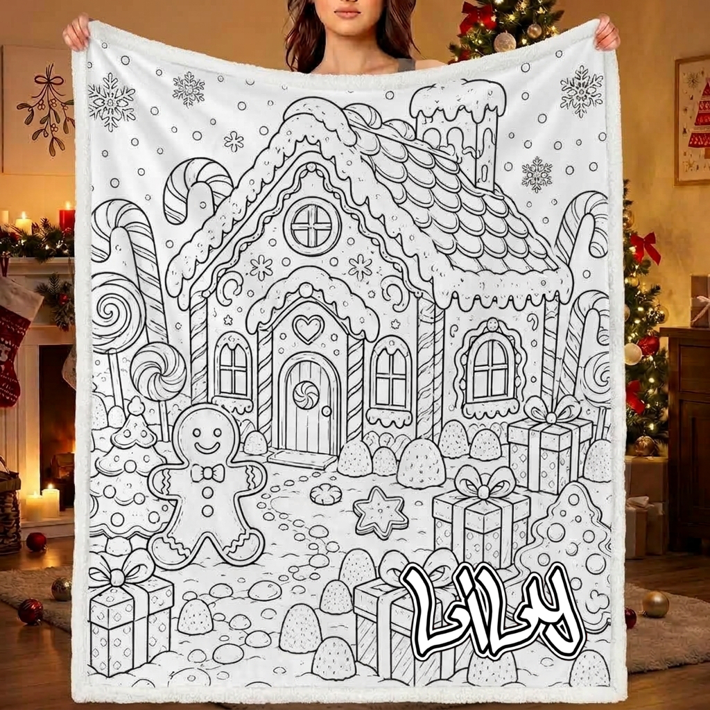 DIY Drawing Blanket (Optional 24-Color Marker Set) Create Your Art Blanket Washable Keepsake Blanket for Kids & Adults -