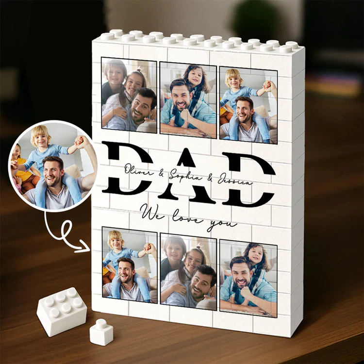 Personalized Photo Upload Building Brick Blocks for Dad | Custom Building Block Keepsake | Father’s Day Gift