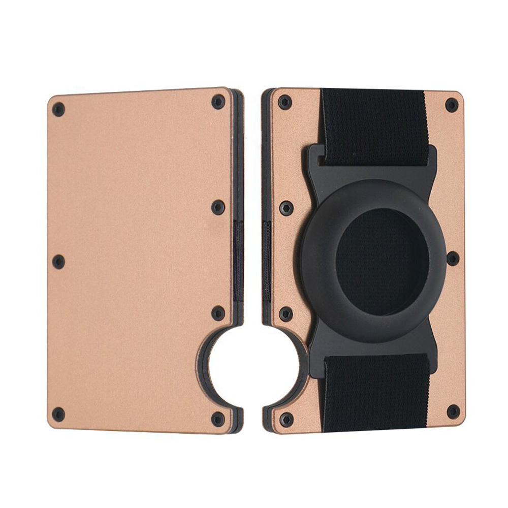 Metal Money Clip with AirTag Tracker - Aluminum RFID-Blocking Card Holder Wallet