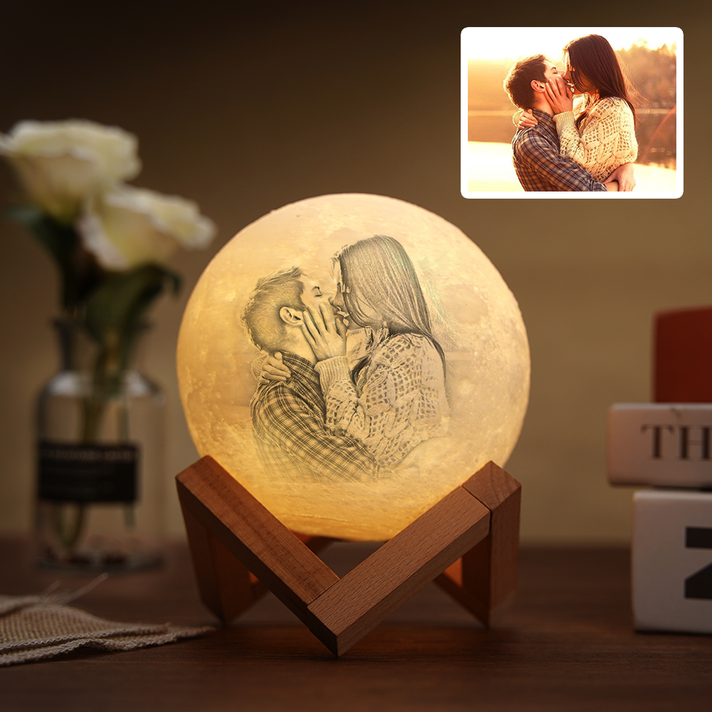 Moon Lamp 3D Printing Photo & Engraved Words-Touch2 Colors(10-15cm) Night Light