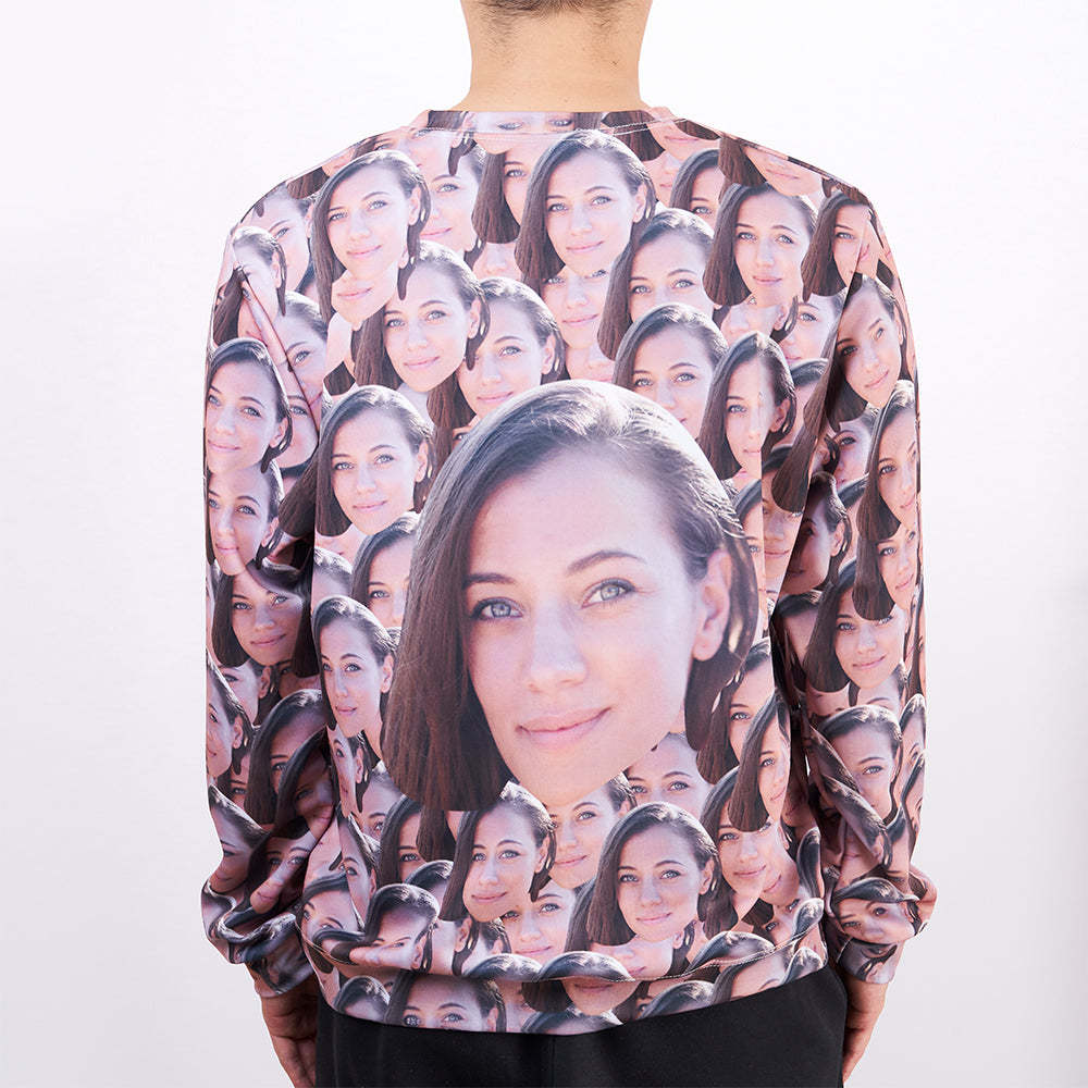Christmas Gift Custom Face Sweatshirt Casual Printed Photo Crewneck Shirt - 