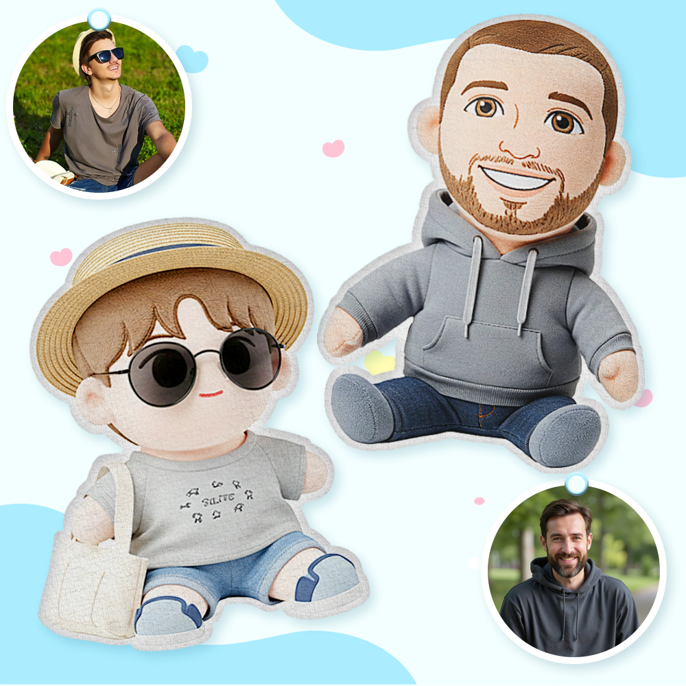 Custom Photo Plush Doll Pillow Personalized Cartoon Mini Me Plush Pillow Gift for Friend