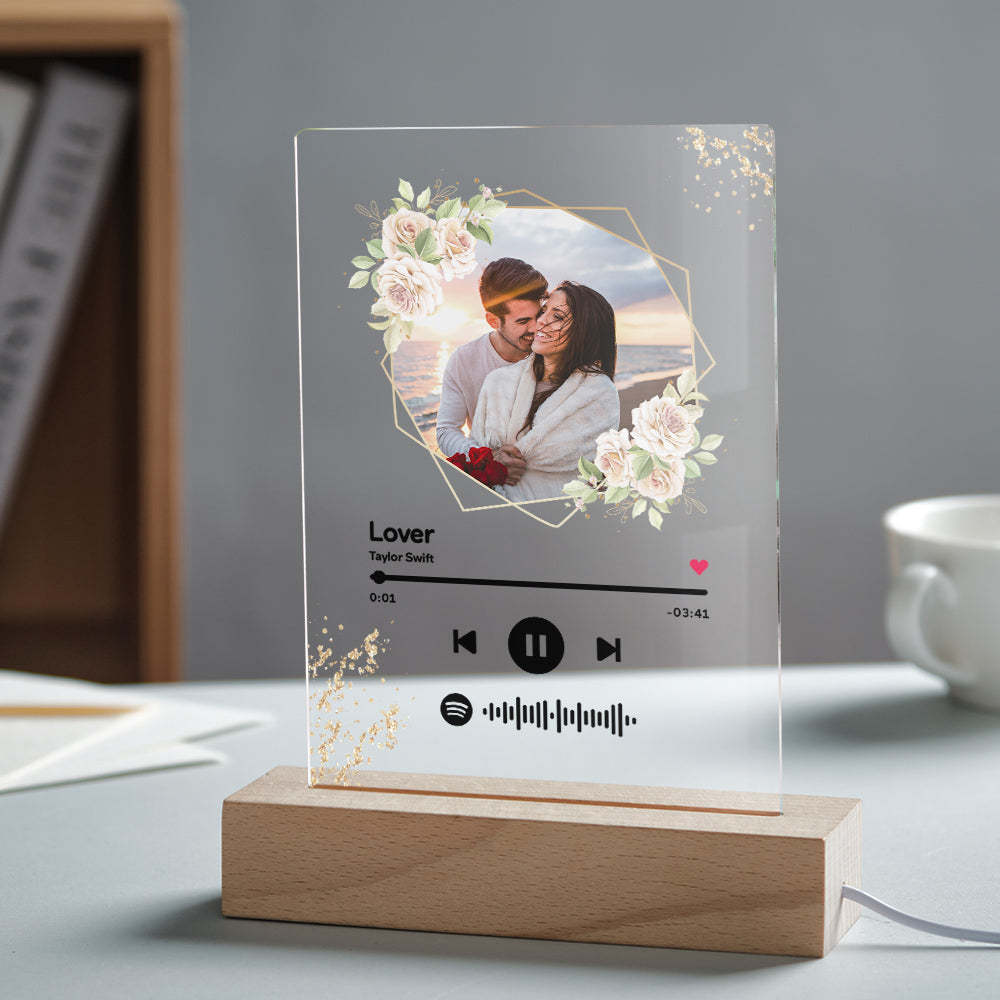 Custom Spotify Code Song Plaque Music Glass Keychain/Plaque/NightLight Gift For Lover - Myphotowallet