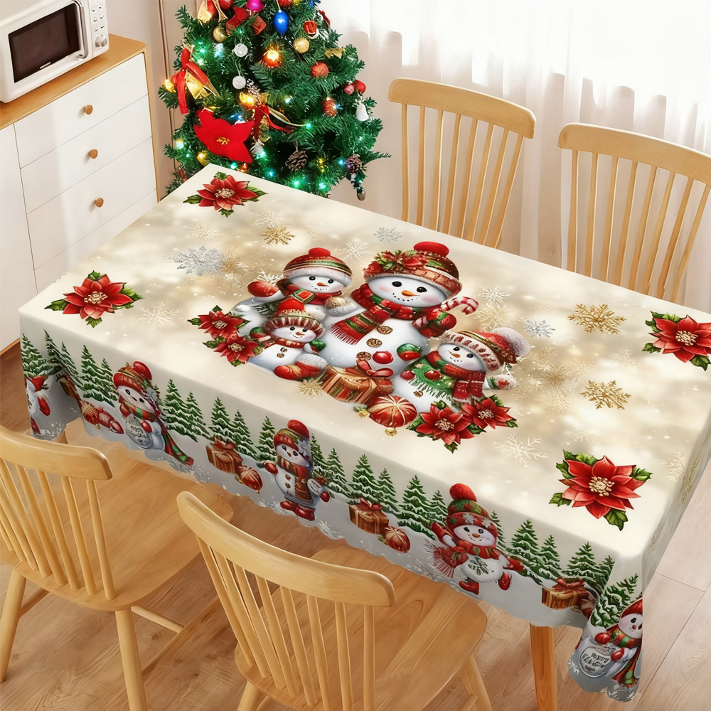Christmas New Arrival Tablecloth, Digital Printed Festive Dining Table Cover, Holiday Home Decoration