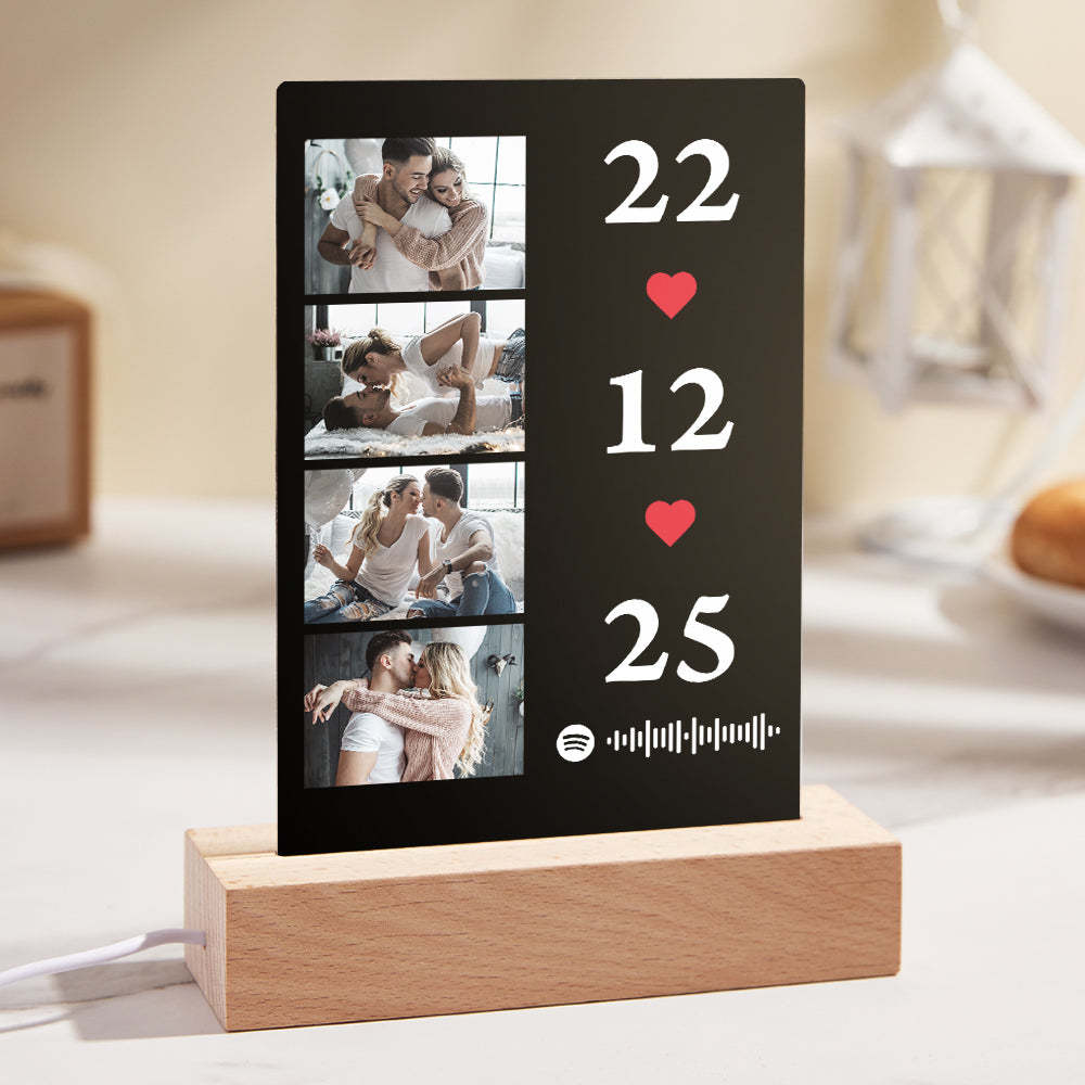 Scannable Music Photo Plaque Custom Spotify Keychain Personalized NightLight Gift For Her - Myphotowallet