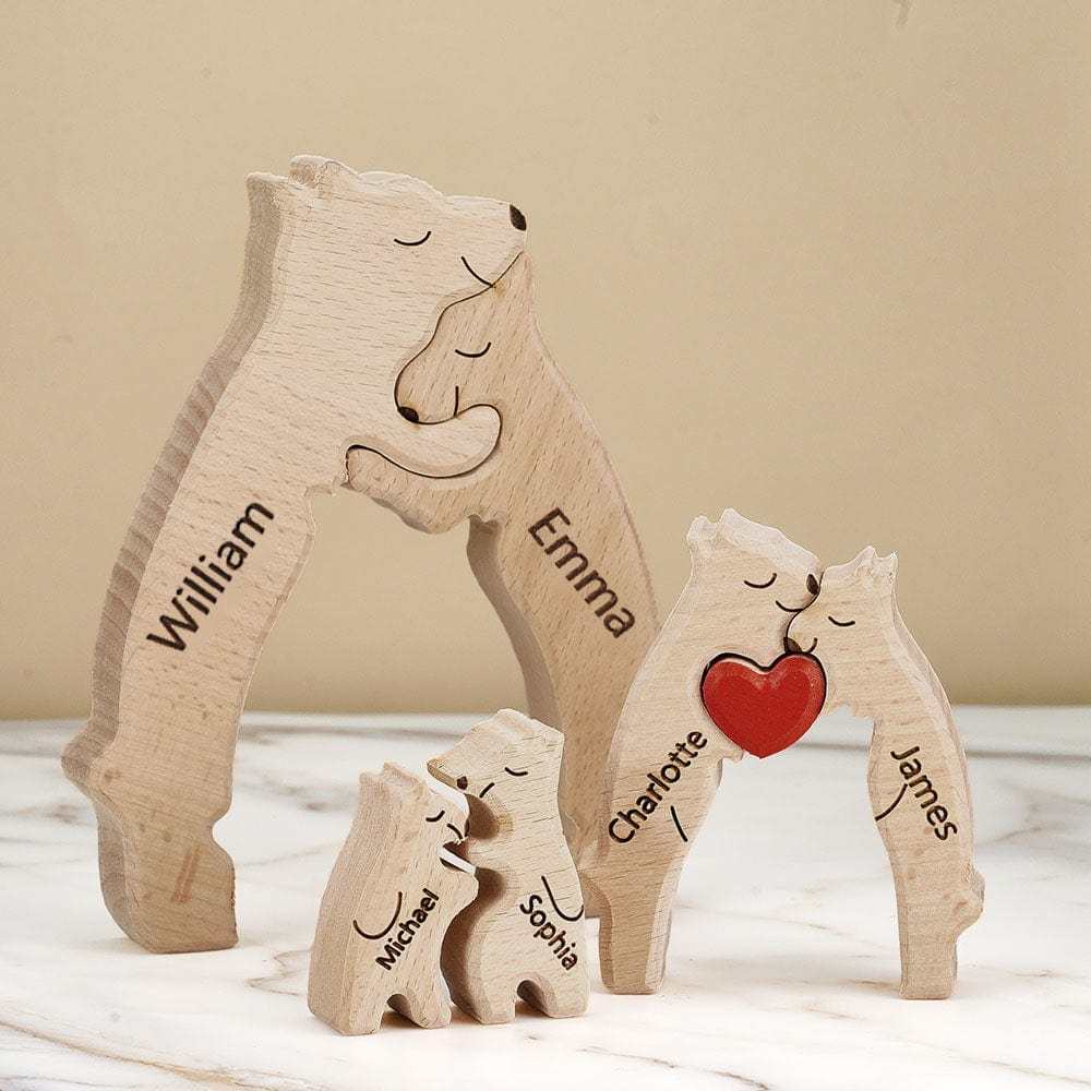 Wooden Puzzle Bears Puzzle Custom Family Names Puzzle Gifts for Kids - NameNecklace - myphotowallet