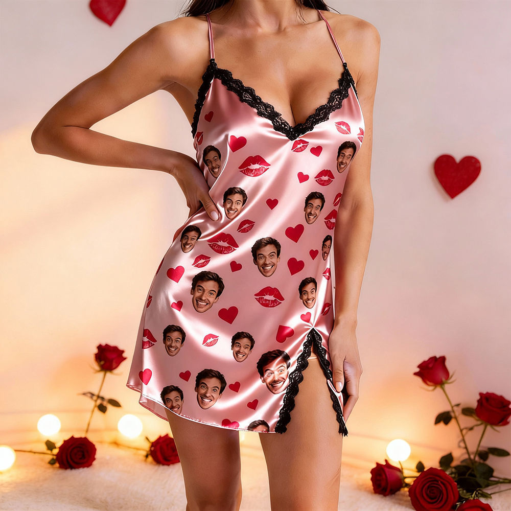 Custom Dress Pajamas Face & Name Pajamas Custom Photo Pajamas Gift For Valentine Day For Wife For Girlfriend - 