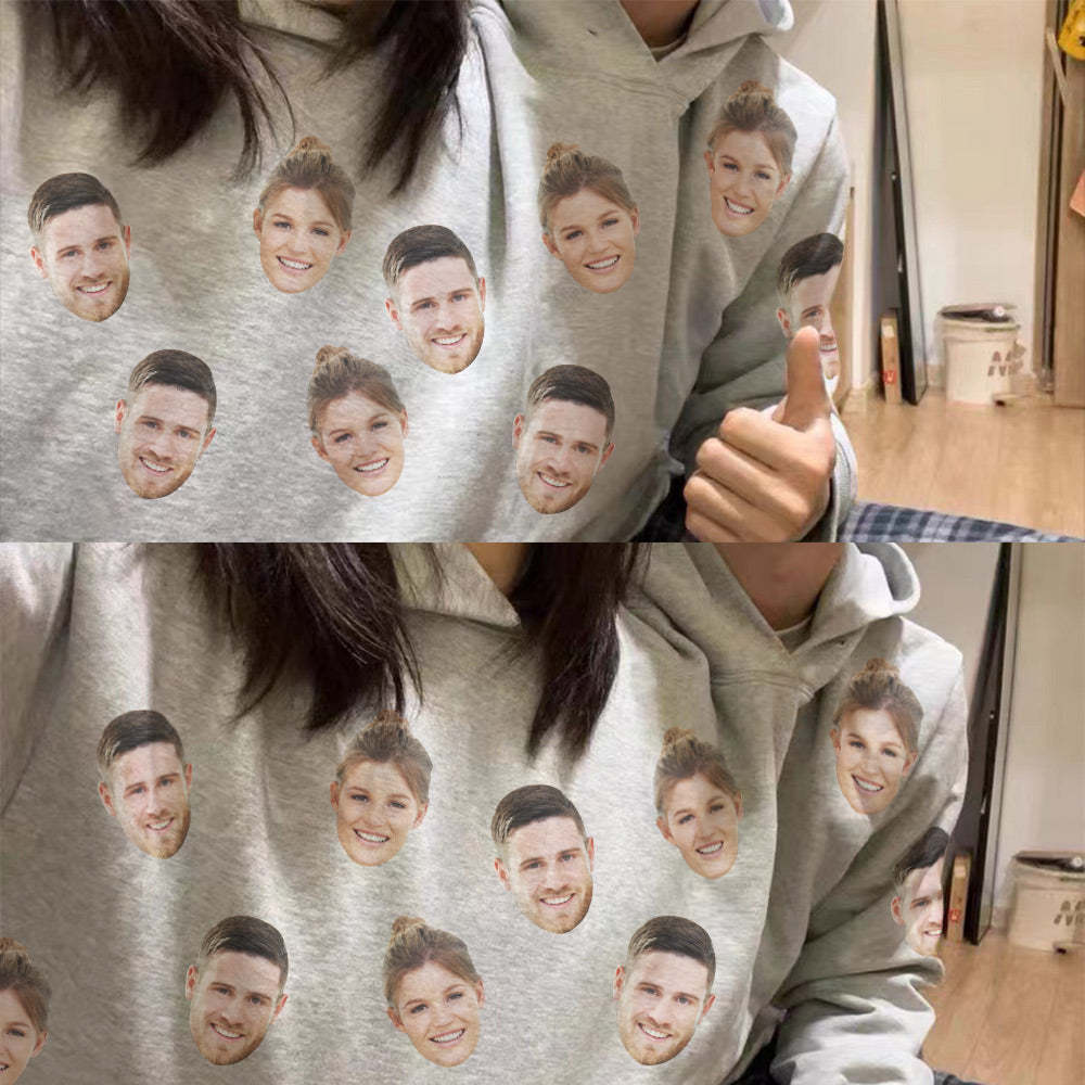 Custom Couple's Photo One Piece Intimate Hoodie For Couple Love Pajamas Couple Jumpsuit - 