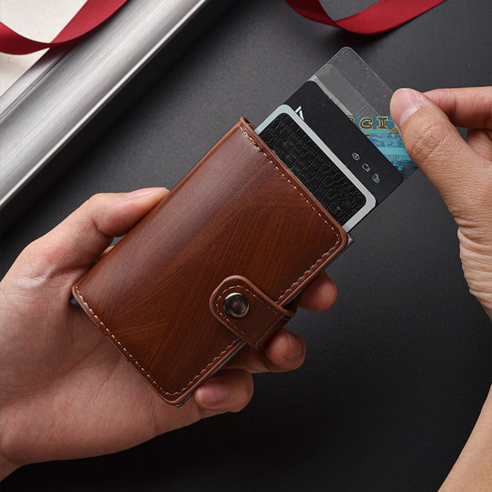 Men’s RFID Blocking Metal Card Wallet: Automatic Ejection, Aluminum Construction, Anti-Magnetic & Anti-Theft Design