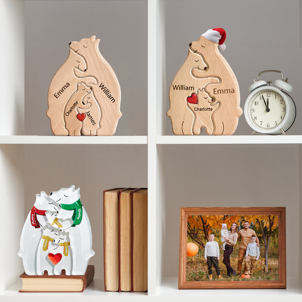 Personalized Wooden Bears Family Customized Names Puzzle Home Decor Gifts	 - myphotowallet