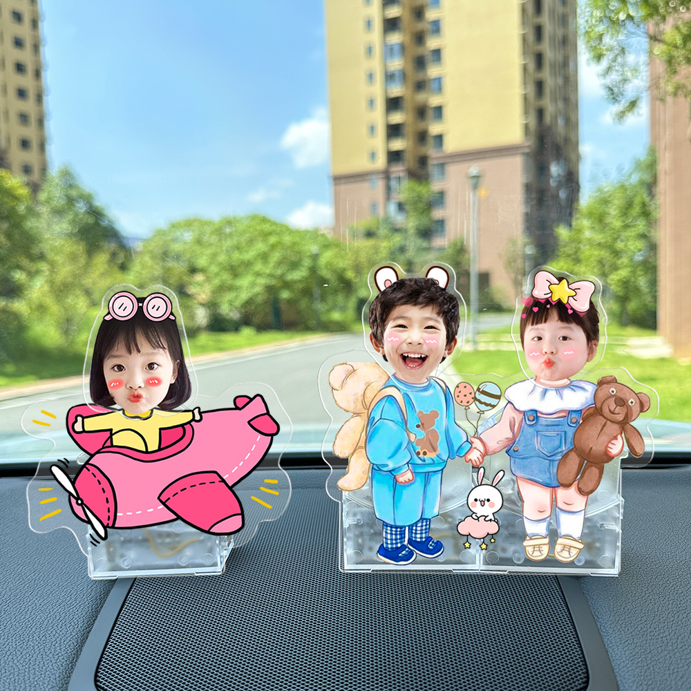 Car shaking ornaments customized solar car shake music photo acrylic car interior decoration