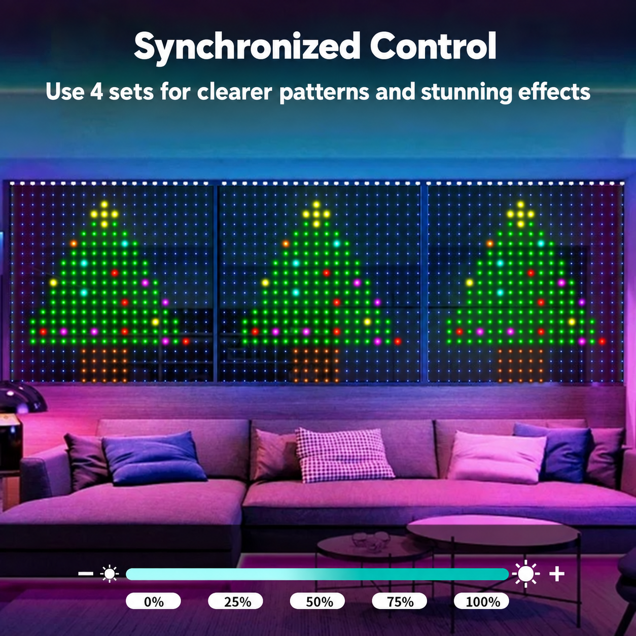 Smart Christmas LED Curtain Lights – App Controlled Programmable Pattern & DIY Text Fairy Lights for Holiday Window & Wall Decor
