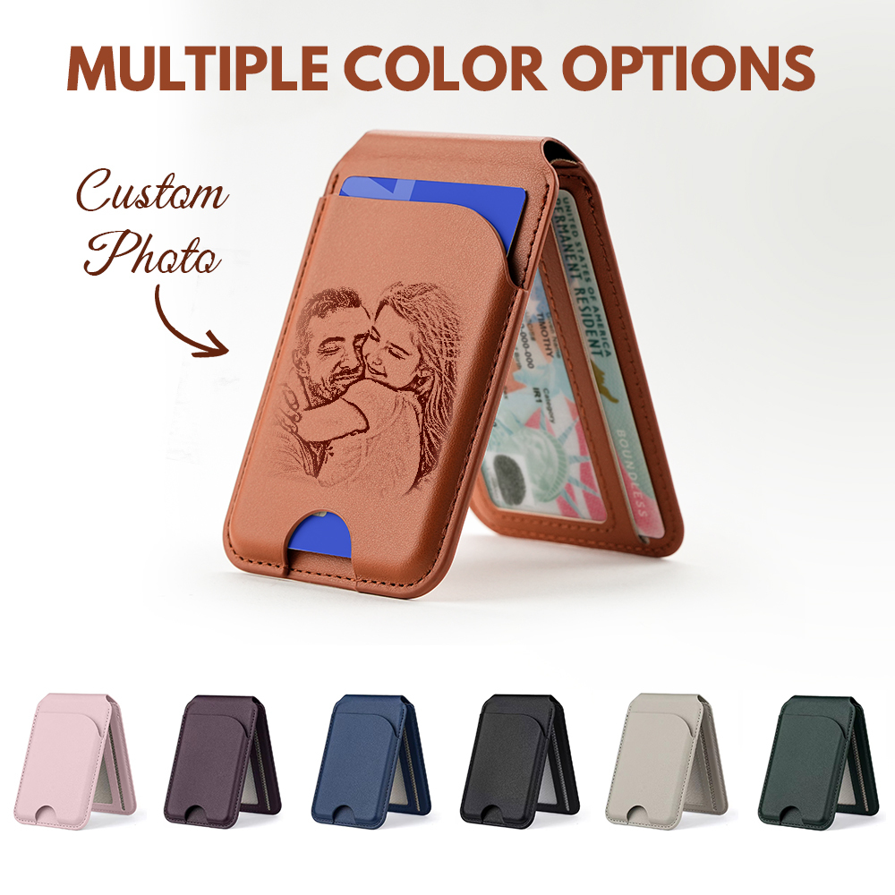New Rotating Magnetic Wallet Stand – Multi-Card Holder with Secure Snap-On Design