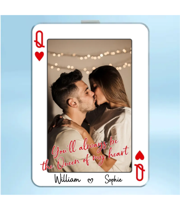 King/Queen Of My Heart Couple Custom Photo - Personalized Acrylic Car Visor - Valentine's Day Gift, Anniversary Gift For Him, For Her