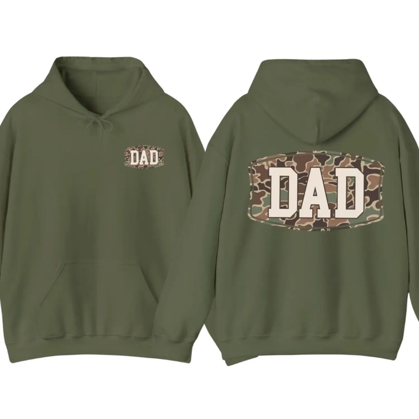 Camo Dad 2-Sided Hoodie, Funny Camouflage Graphic Pullover Casual Gift for Fathers