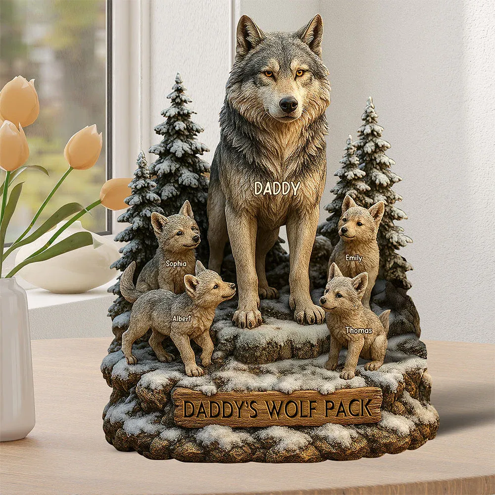 Wolf Dad Plaque - Personalized Gifts For Dad
