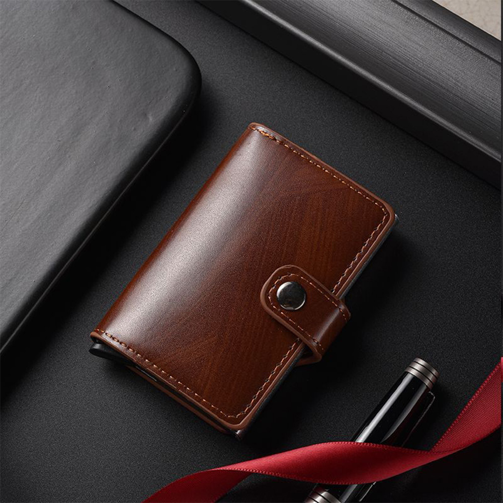 Men’s RFID Blocking Metal Card Wallet: Automatic Ejection, Aluminum Construction, Anti-Magnetic & Anti-Theft Design