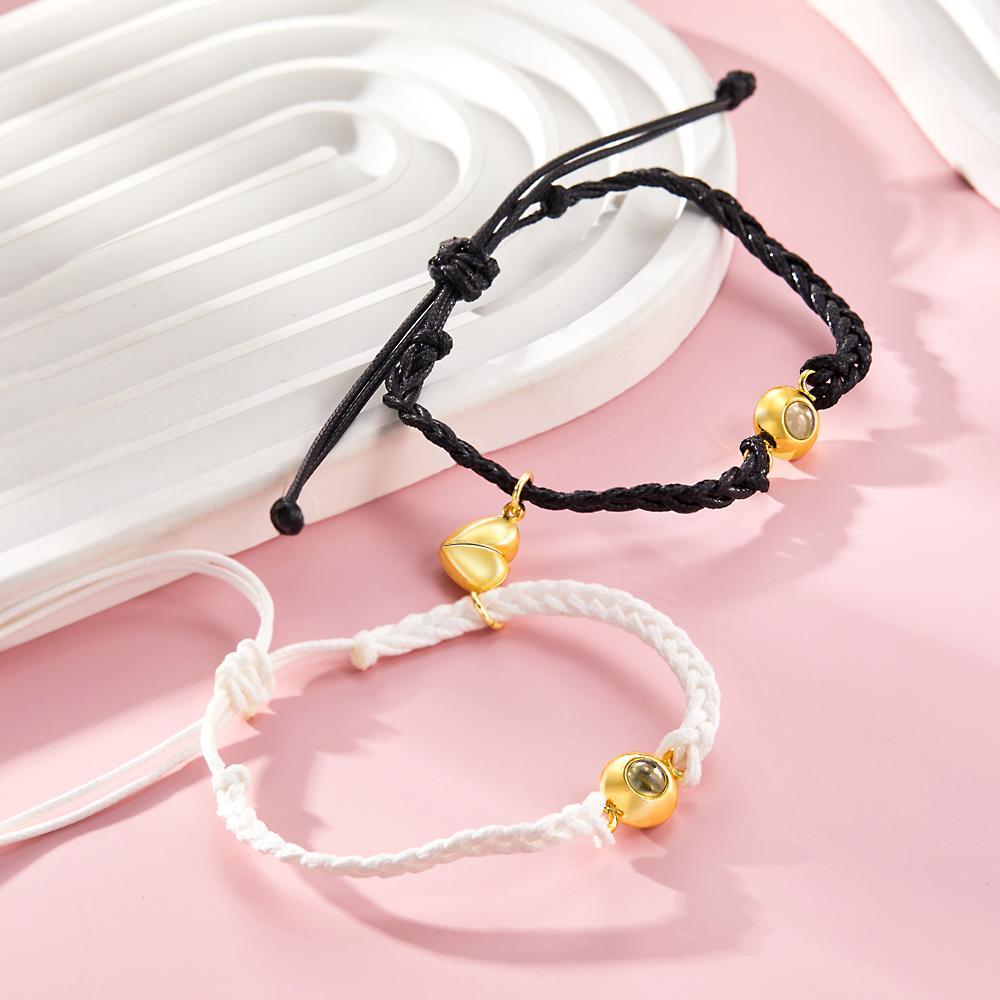 Custom Photo Projection Bracelet Woven Magnetic Bracelet Anniversary Gift - 