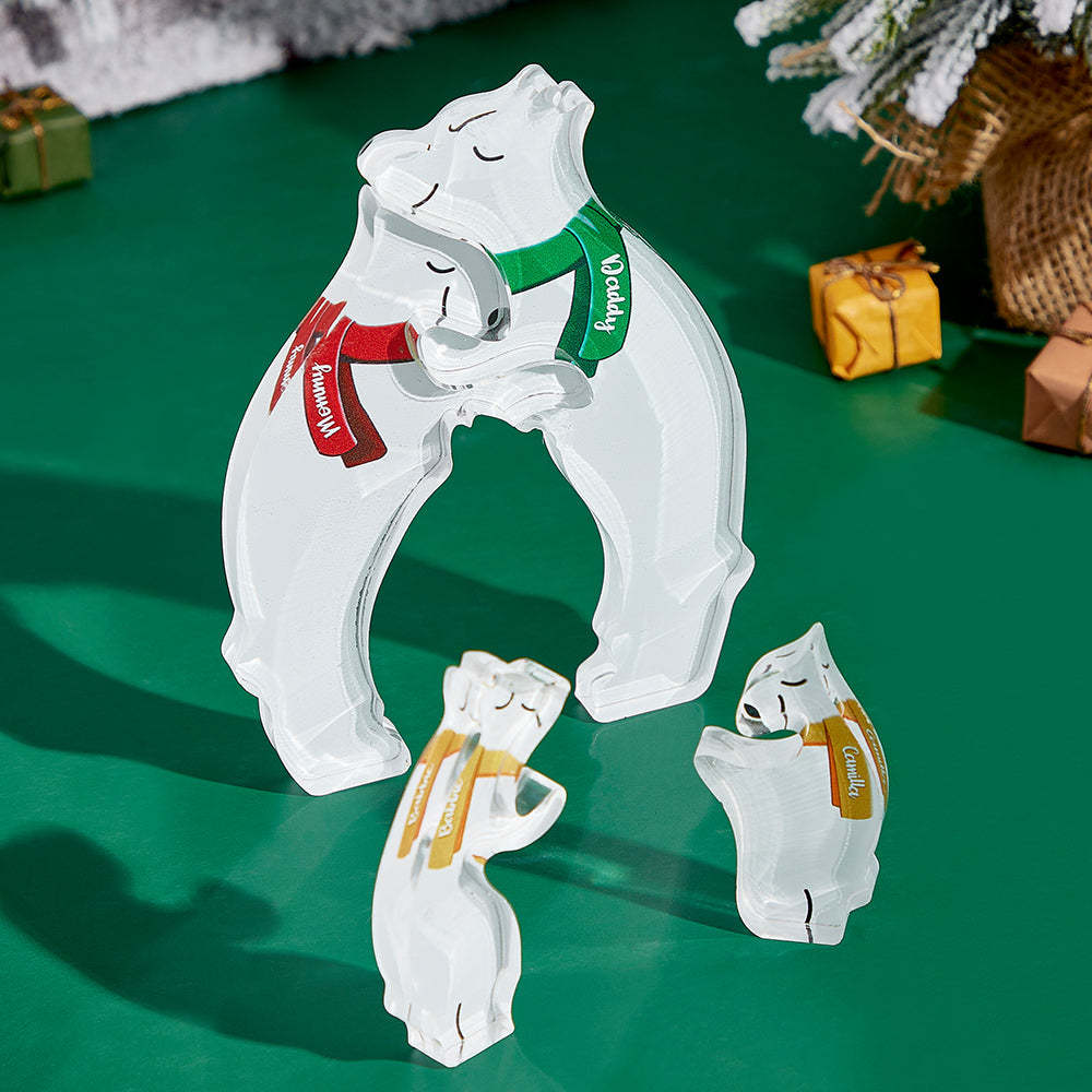 Custom Names Hugging Bear Family Acrylic Bear Family Puzzle Home Decor Christmas Gifts - NameNecklace - myphotowallet