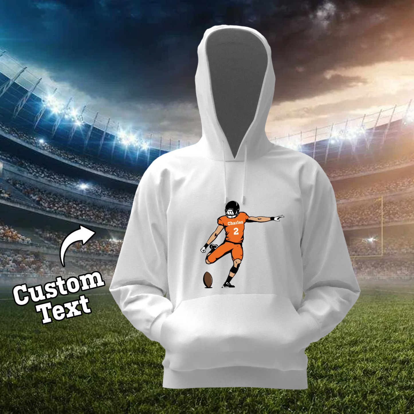 Shine On Game Day - Custom Glitter Football Player Hoodie T-shirt - 