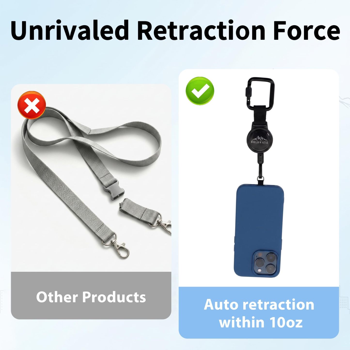 Retractable Phone Tether For Iphone & Smartphones | Anti-Drop Safety Lanyard, Locking Clip & 360° Swivel, Secure Holder For Skiing, Hiking, Cycling, Travel
