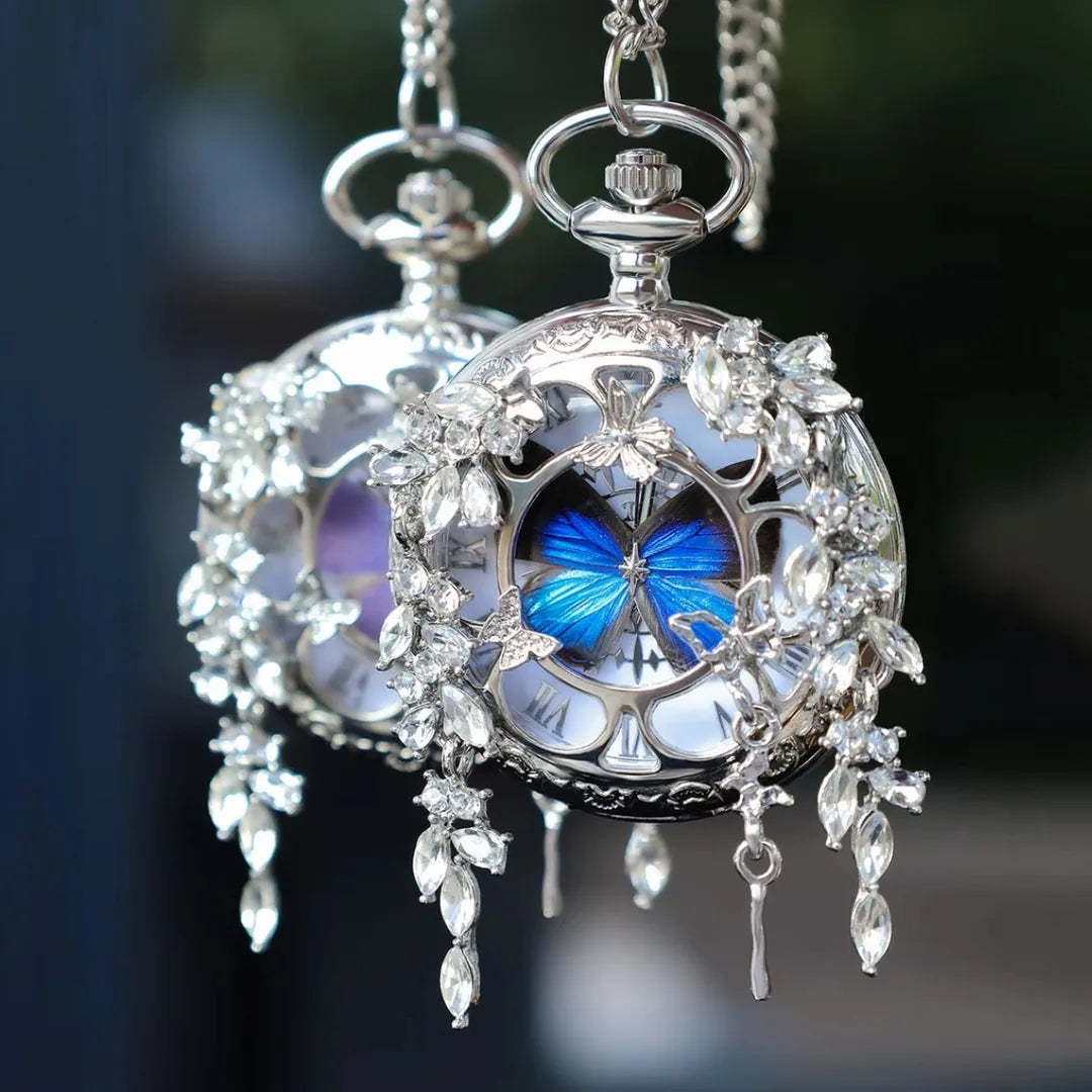 The "Timeless Butterfly" Vintage Locket Necklace & Pocket Watch