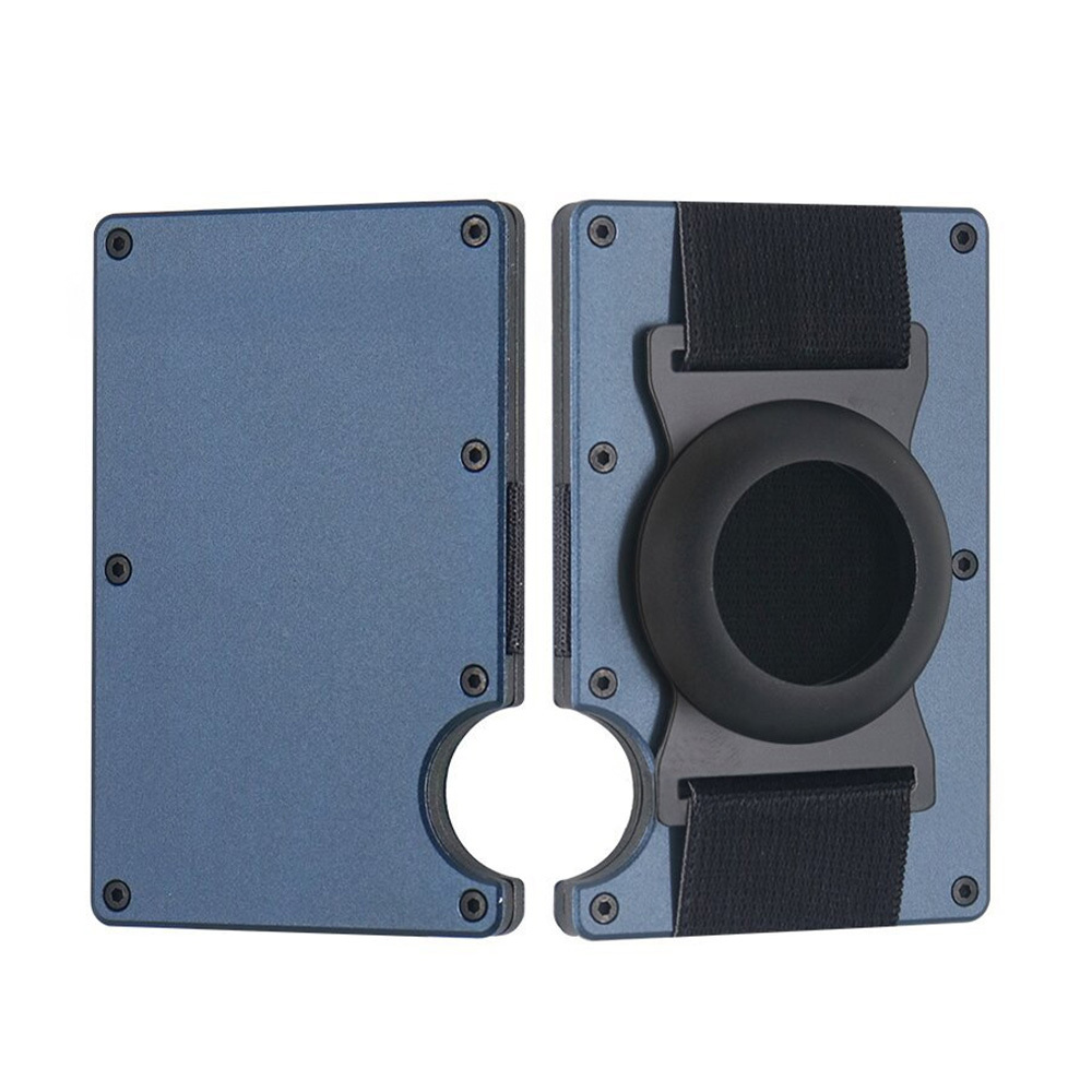 Metal Money Clip with AirTag Tracker - Aluminum RFID-Blocking Card Holder Wallet