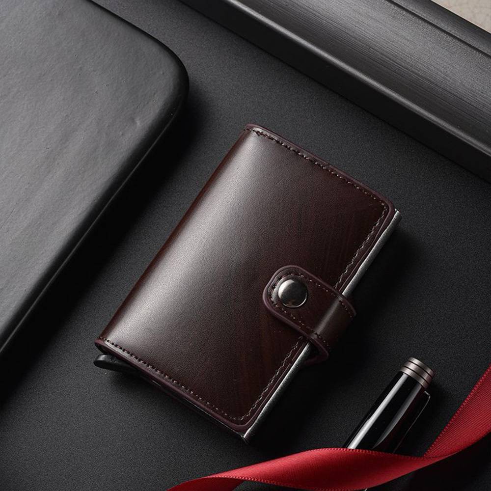 Men’s RFID Blocking Metal Card Wallet: Automatic Ejection, Aluminum Construction, Anti-Magnetic & Anti-Theft Design