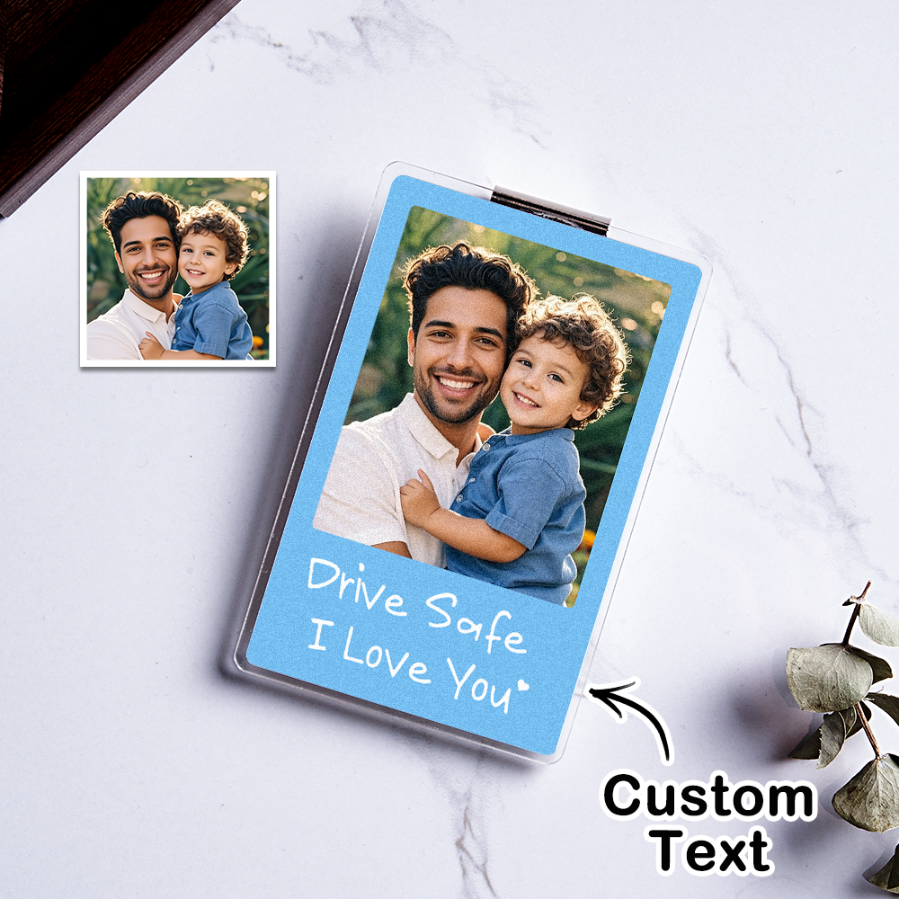 Father's Day Gifts - Drive safe I Love You - Photo Car Visor Clip, Personalized Photo Car Decoration, Polaroid Photo for Car, Gifts for dad, Presents for fathers, Gifts for your father, Gift items for dad, Gift for him - Personalized Photo Car Visor Clip - 